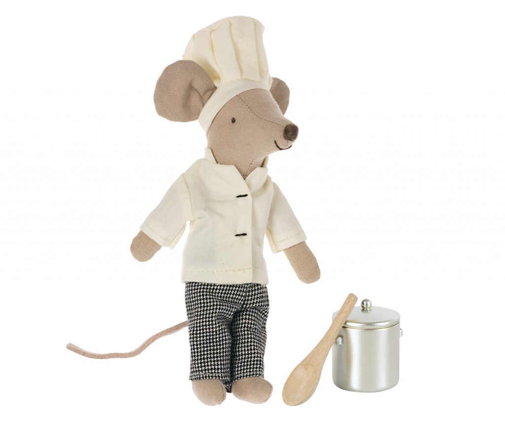 Maileg Chef Mouse w. Soup Pot And Spoon