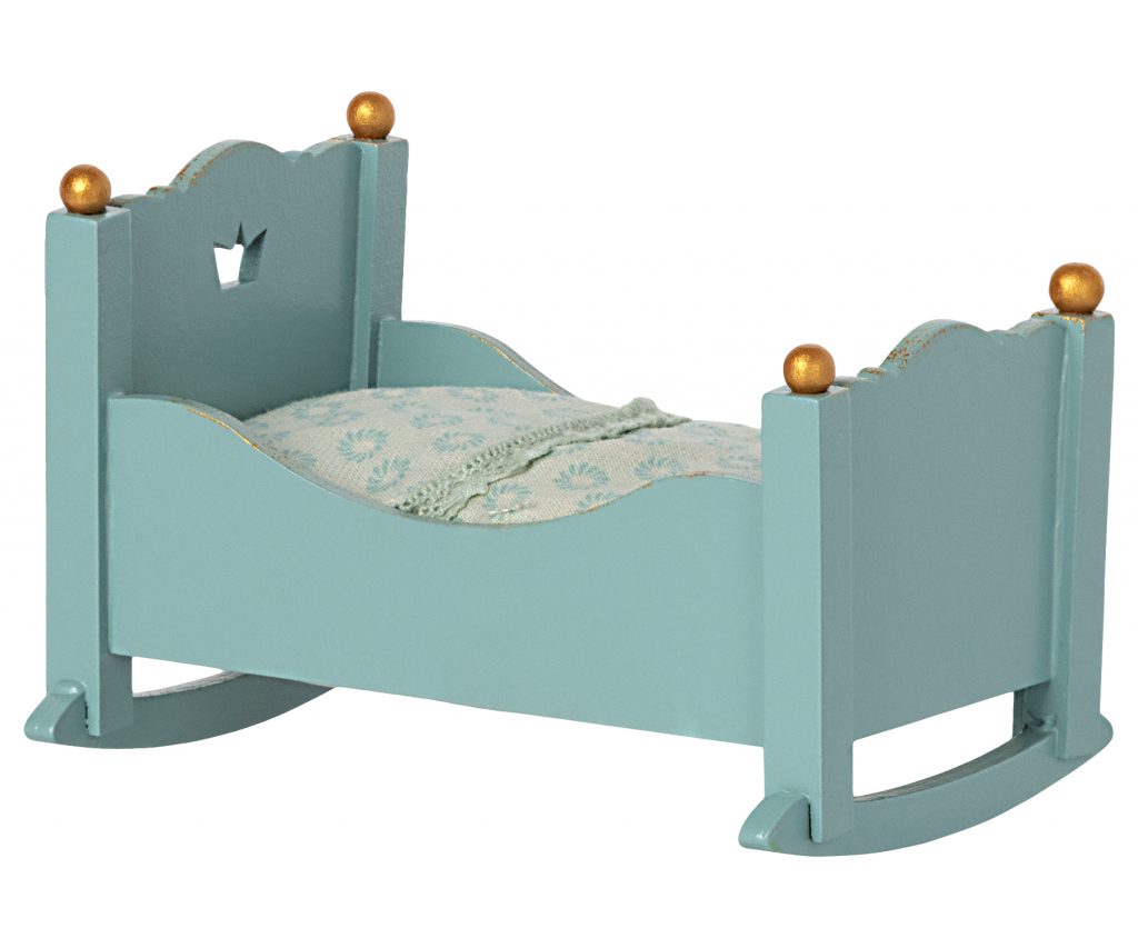 Maileg Cradle, Baby mouse, Blue