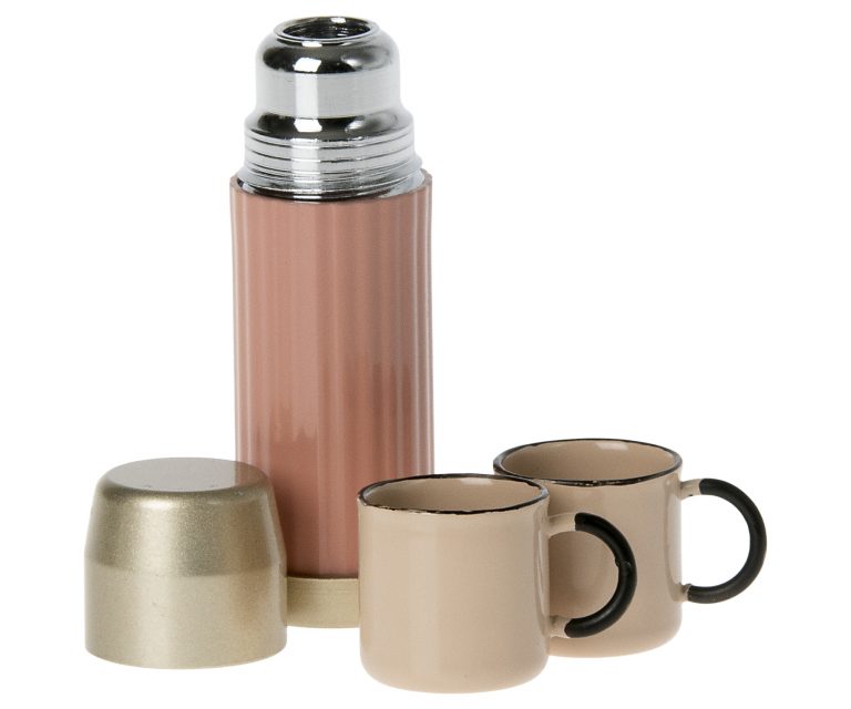 Maileg Thermos And Cups, Mouse - Soft Coral