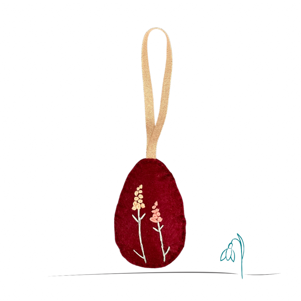 My Snowdrop Easter Ornament, Egg, Burgundy