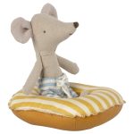 Maileg, Rubber boat, Small mouse – yellow stripe