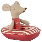 Maileg, Rubber boat, Small mouse – red stripe