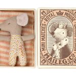Maileg Sleepy/Wakey Baby Mouse In Matchbox – Rose