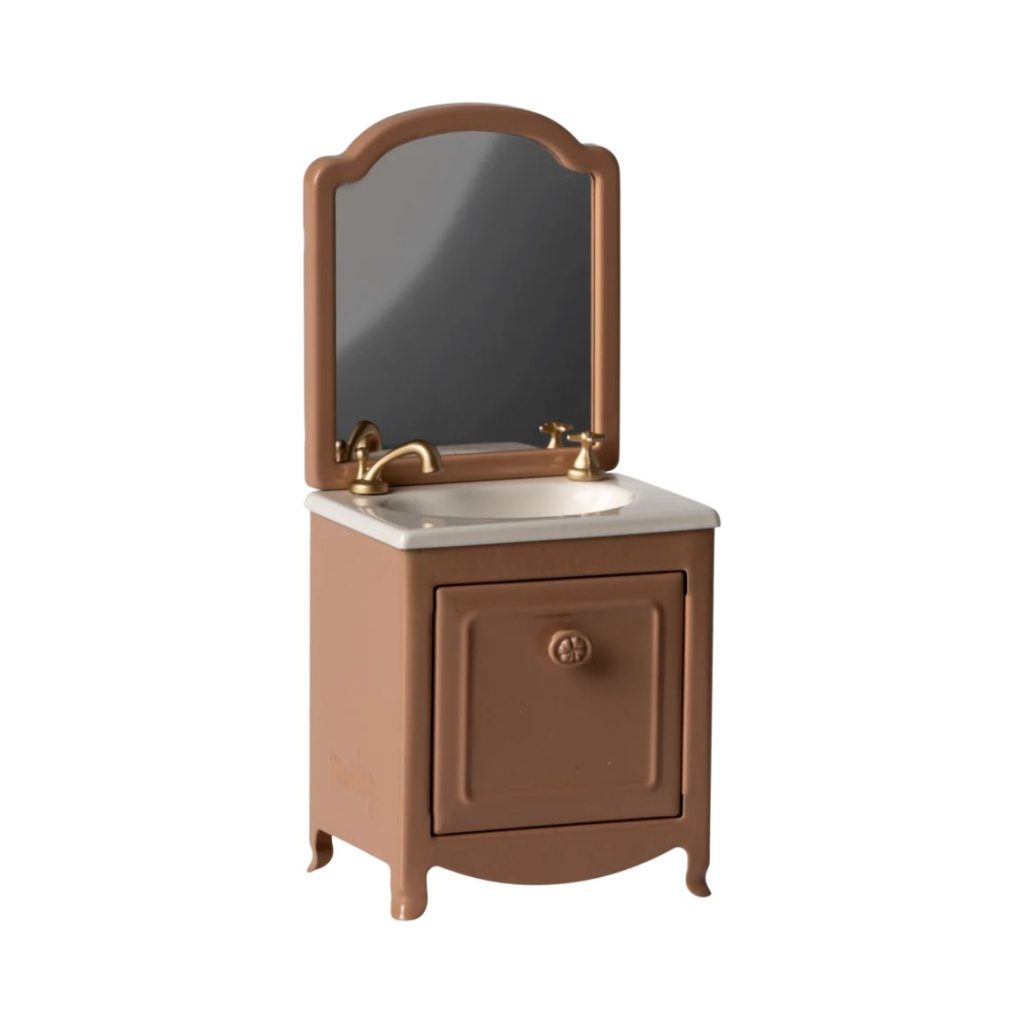 Maileg Sink dresser w. mirror, Mouse – Dark powder