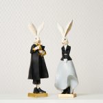 Mr & Mrs Rabbit Figurines, Black