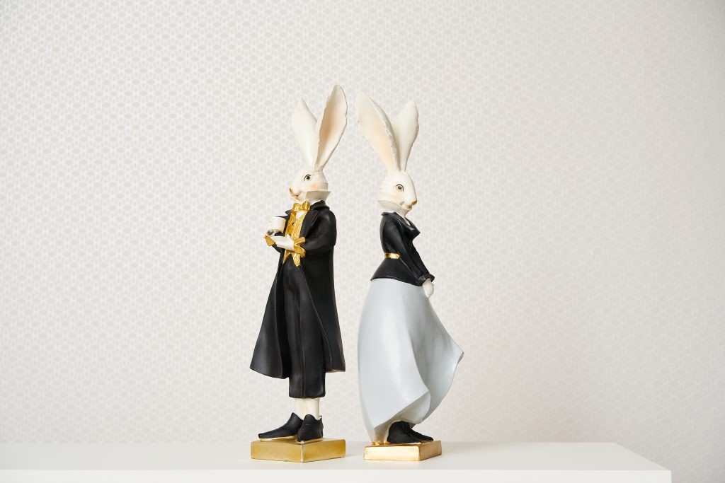 Mr & Mrs Rabbit Figurines, Black
