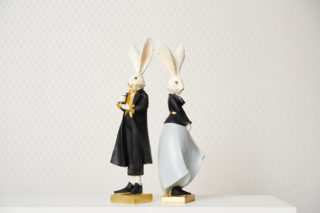 Mr & Mrs Rabbit Figurines, Black