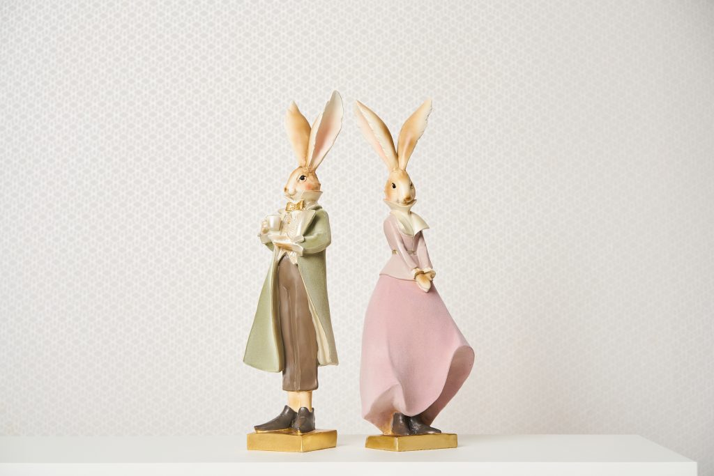 Mr & Mrs Rabbit Figurines, Velvet