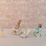 Maileg Stroller, Baby mice – Mint