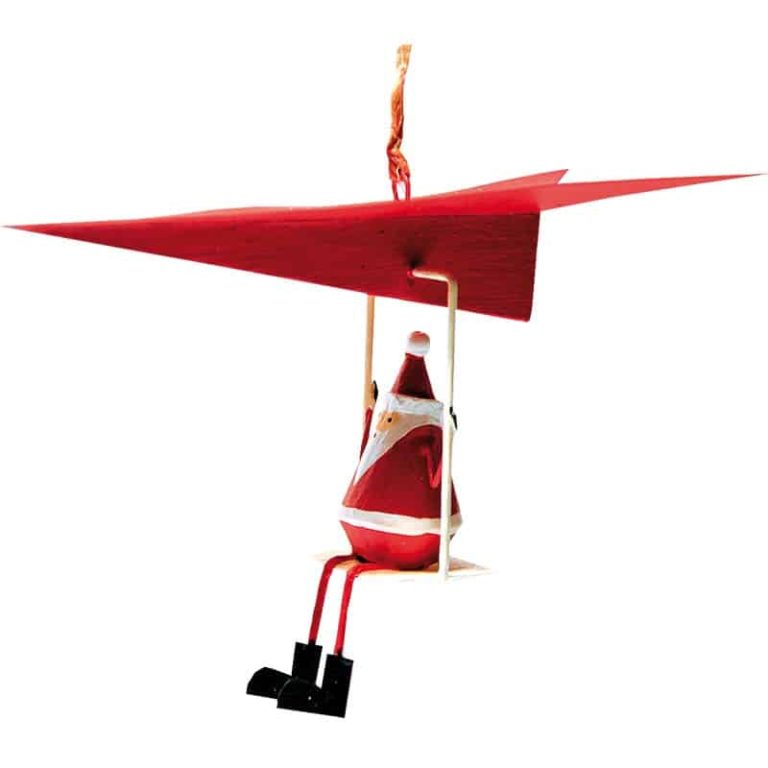 Metal Ornament, Santa on Hangglider, G-Bork
