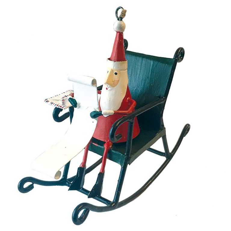 Metal Ornament Santa on Rocking Chair, G-Bork