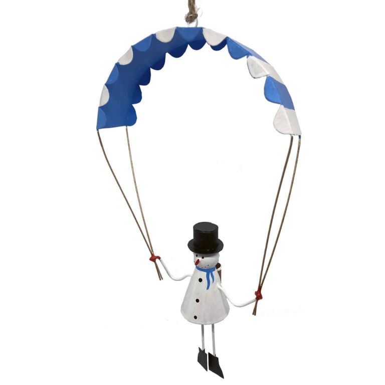 Metal Ornament, Snowman on Paraglide, G-Bork
