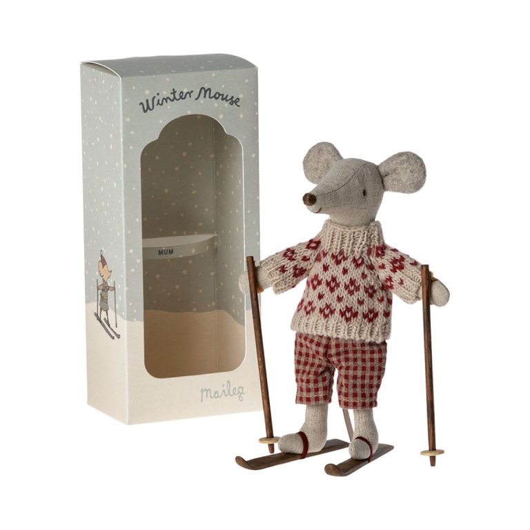 Maileg Winter Mouse with Ski Set, Mum - Product Image