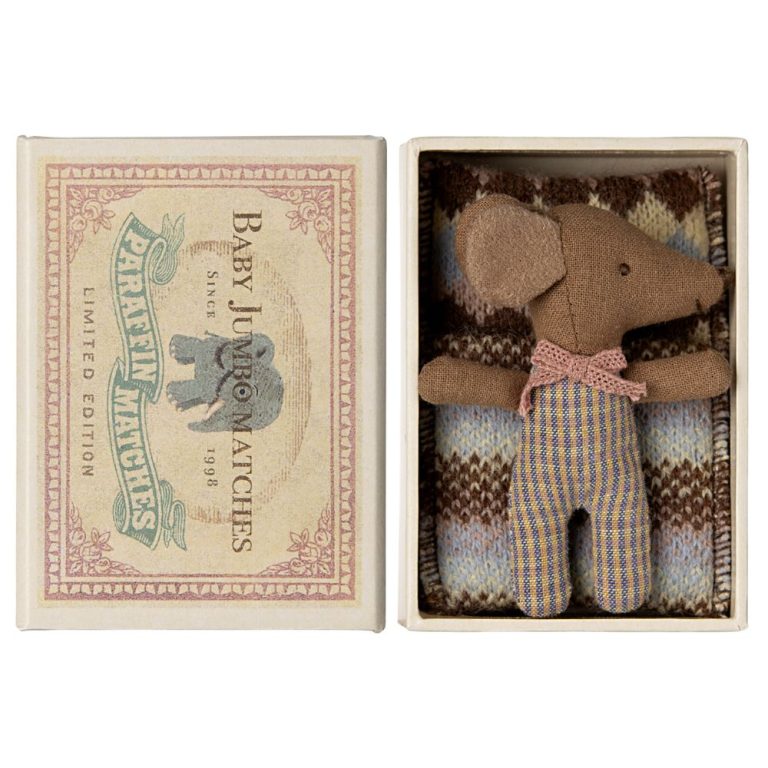 Maileg Sleepy Wakey Baby Mouse in Matchbox -  Rose