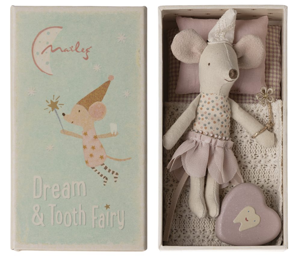 Maileg Tooth fairy mouse, Little sister in matchbox