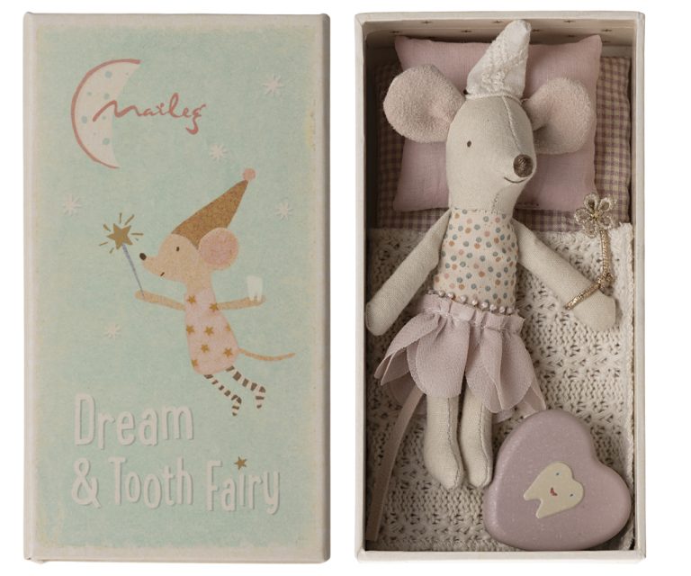 Maileg Tooth Fairy Mouse, Little Sister in Matchbox | Șoricel Zâna Măseluță Little Sister în cutie de chibrituri