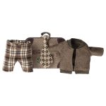 Maileg Jacket, pants and tie in suitcase, Grandpa  mouse