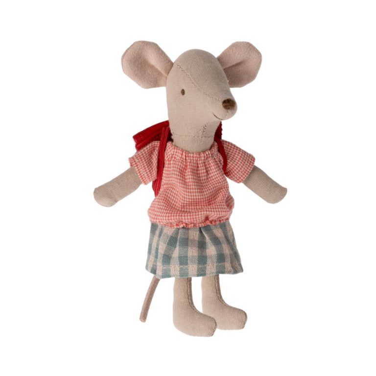 Maileg Tricycle mouse, Big sister - Red | Șoricel Big Sister pentru tricicletă