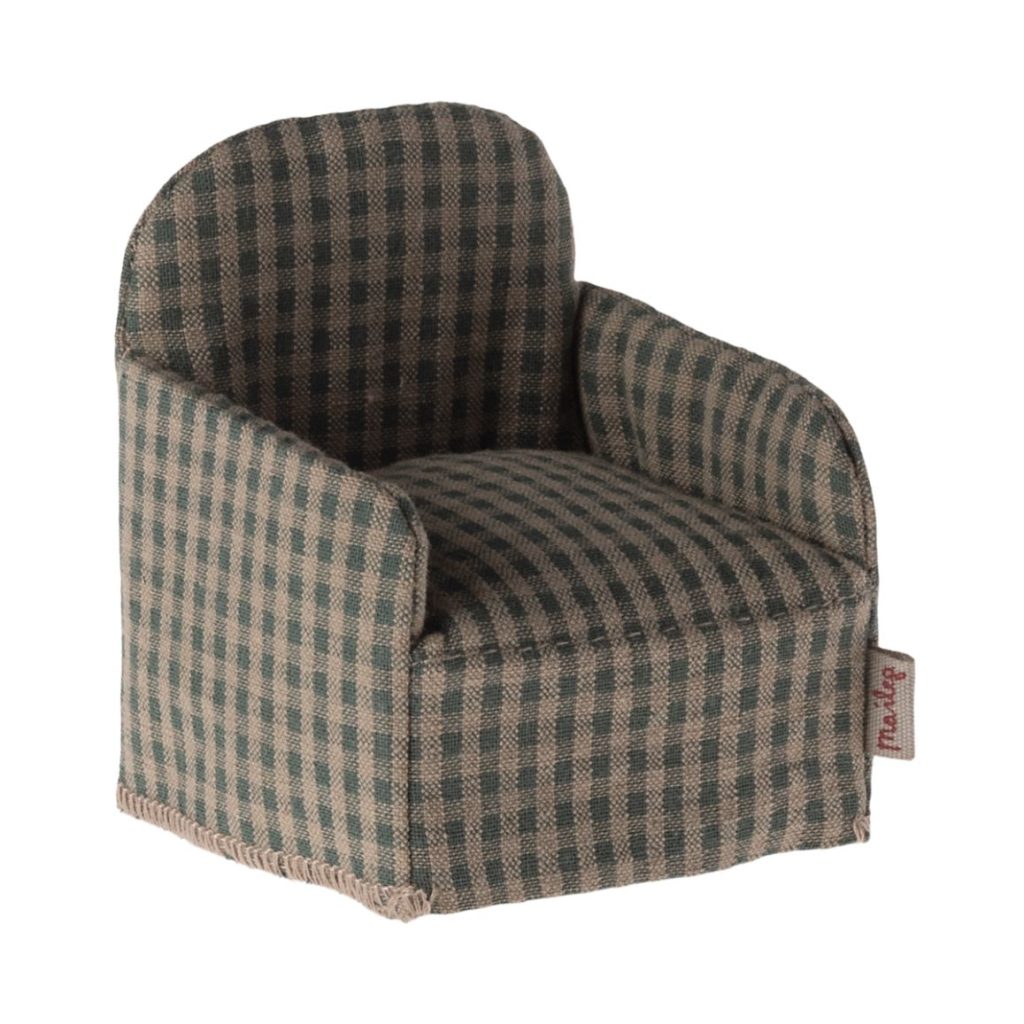 Maileg Chair, Mouse – Green checker