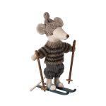 Maileg Winter mouse with ski set, Big brother – Grey