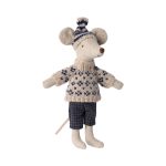 Maileg Winter mouse with ski set, Dad – Blue
