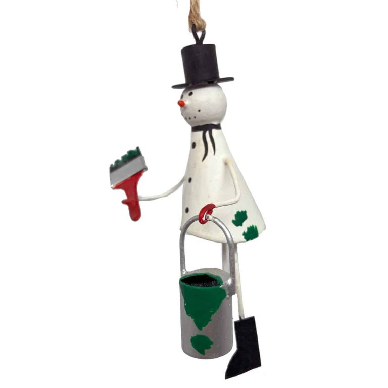 Metal Ornament, Snowman Painter, G-Bork