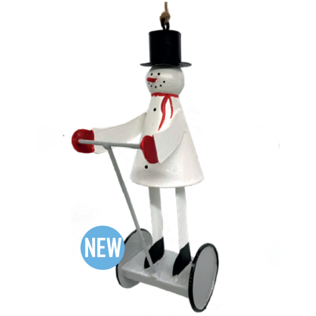 Metal Ornament Snowman on Segway , G-Bork