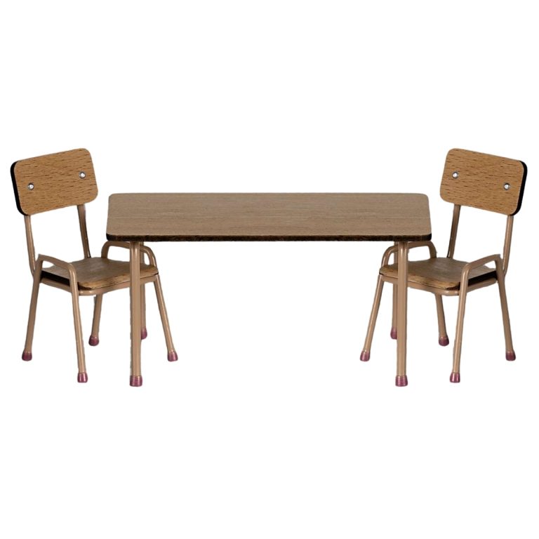 Maileg Table and Chair Set, Mouse - Dark Powder
