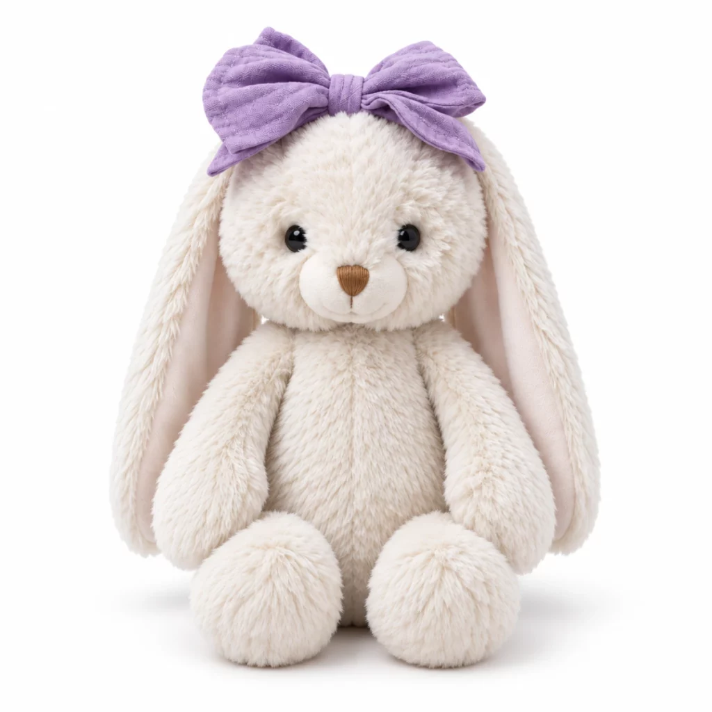 Marshyellow White Hoppy Bunny, Lavender Cake Ribbon - Product Image