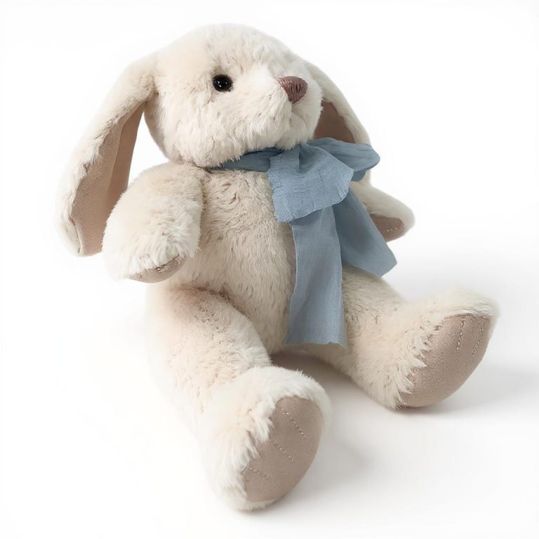Marshyellow White Cinnabun Rabbit, Blue Scarf