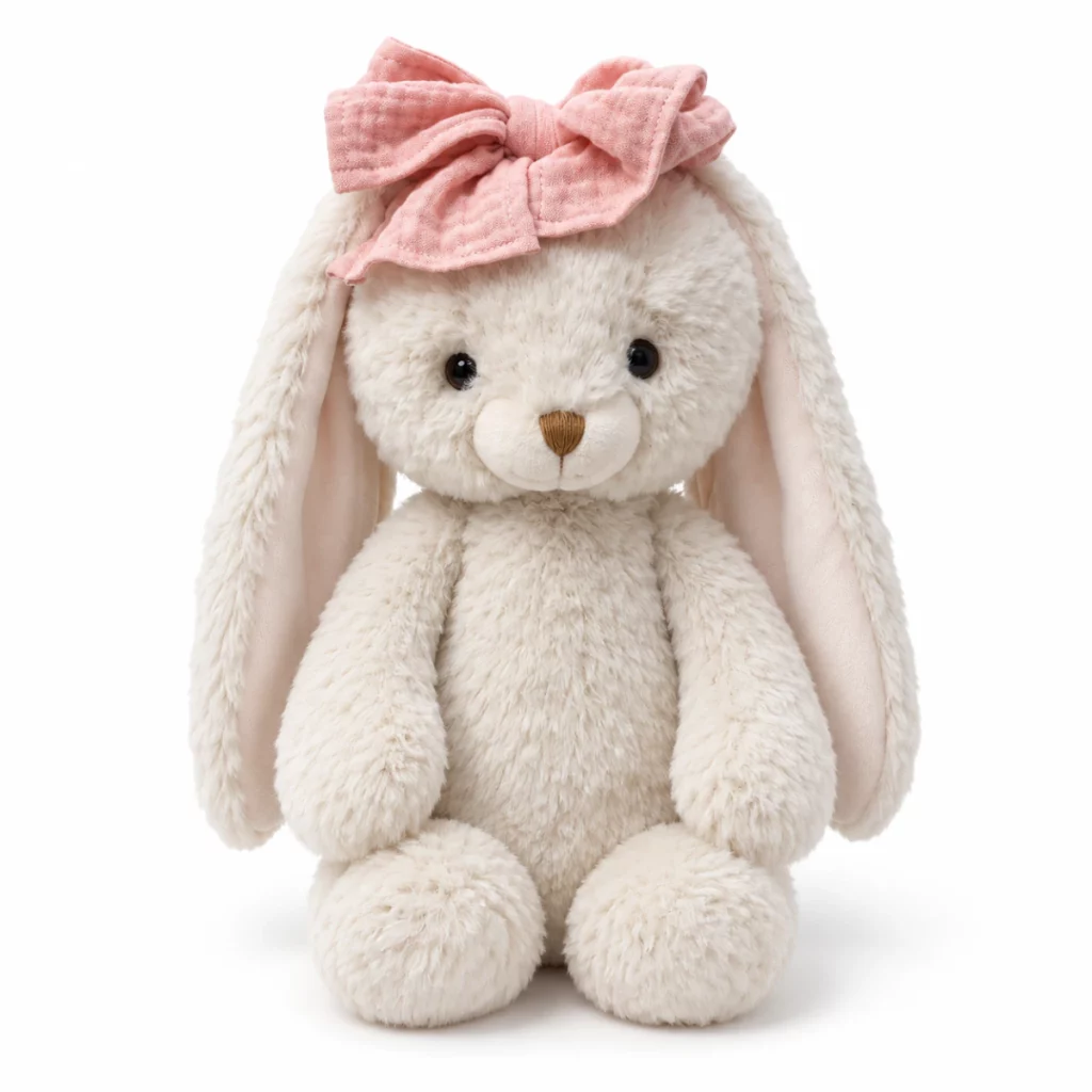 Marshyellow White Hoppy Bunny, Cherry Blossom Ribbon - Product Image