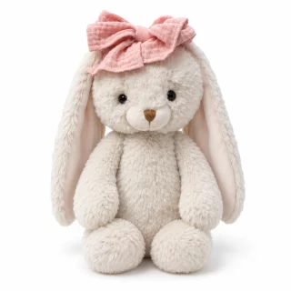Marshyellow White Hoppy Bunny, Cherry Blossom Ribbon