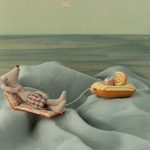 Maileg Beach mouse with air mattress, Dad – Flower