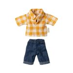 Maileg Yellow checked shirt and pants, Dad mouse