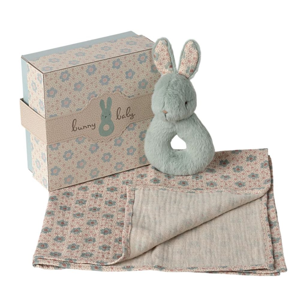 Maileg Rabbit rattle set – Mint