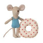 Maileg Beach mouse with float, Little sister – Red dot