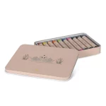 Комплект 10 восъчни пастели от пчелен восък в метална кутия – плътни цветове, гладко нанасяне и удобно съхранение, за деца над 3 години