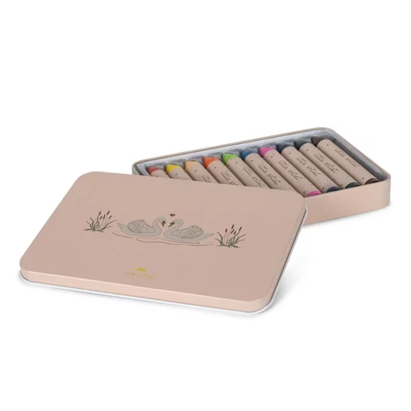 Set of 10 beeswax crayons in a metal box - rich colors, smooth application and convenient storage, for children over 3 years old