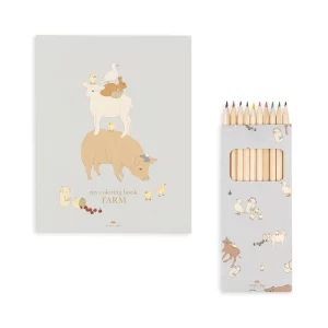 Children's coloring book with a set of ten colored pencils - a portable creative activity for children over 3 years old