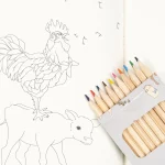 Konges Sløjd, Coloring Book And Pencils, Farm - Gallery Image