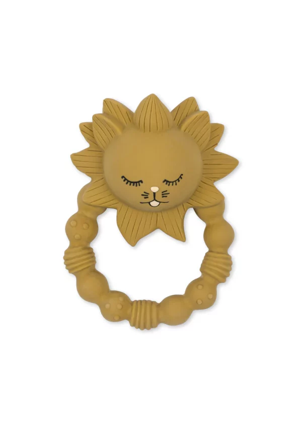 Soft baby teether made of 100% natural rubber - comfortable round design for easy grip and soothing gums at 0+ months