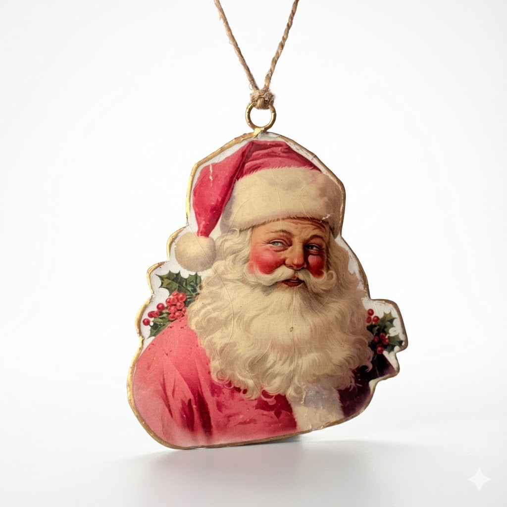 Christmas Ornament, Vintage Santa Claus, My snowdrop