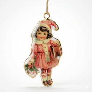 Christmas Ornament, Vintage Girl with a Surprise, My snowdrop