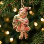 Christmas Ornament, Vintage Girl with Wreath, My snowdrop - Gallery Image