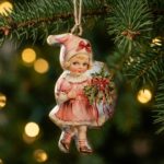 Christmas Ornament, Vintage Girl with Wreath, My snowdrop - Gallery Image