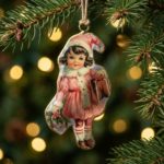 Christmas Ornament, Vintage Girl with a Surprise, My snowdrop - Gallery Image