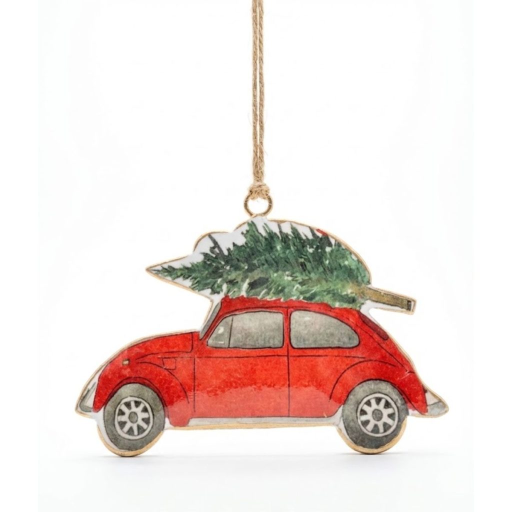 Christmas Ornament, Retro Car with Christmas Tree, My snowdrop