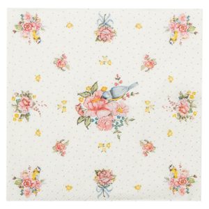 Napkins, Roses and bird, Set of 20, 33x33 cm