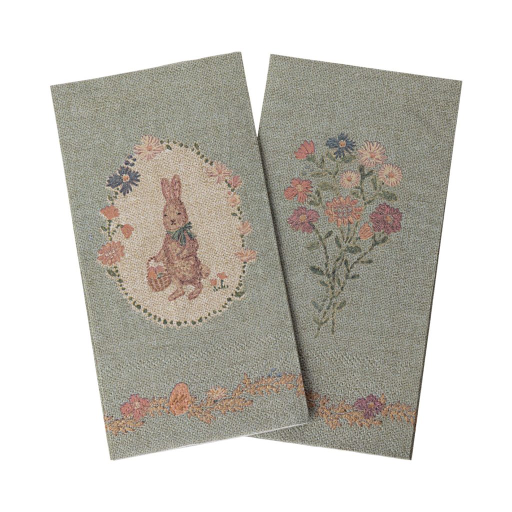 Maileg Paper Napkins Lapin de Pâques - Green/Green, 20 pcs