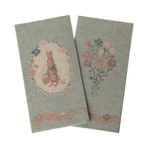 Maileg Paper Napkins Lapin de Pâques - Green/Green, 20 pcs
